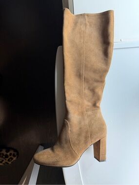 Banana Republic Tan Suede Knee-High Block Heel Boots